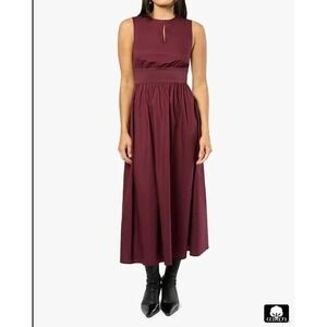 S Cotton Keyhole Midi‎ Dress Sleeveless Eggplant Burgundy NEW WeWoreWhat Revolve